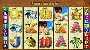 Queen of the Nile Slot Machine by Aristocrat Main Screen