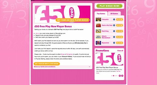 50 Bonus Available at Online Casino MeccaBingo