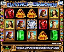 IGT's DaVinci Diamonds Slot Machine Base Game Screen