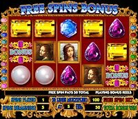 IGT's DaVinci Diamonds Slot Machine Free Spins Bonus Game Screen